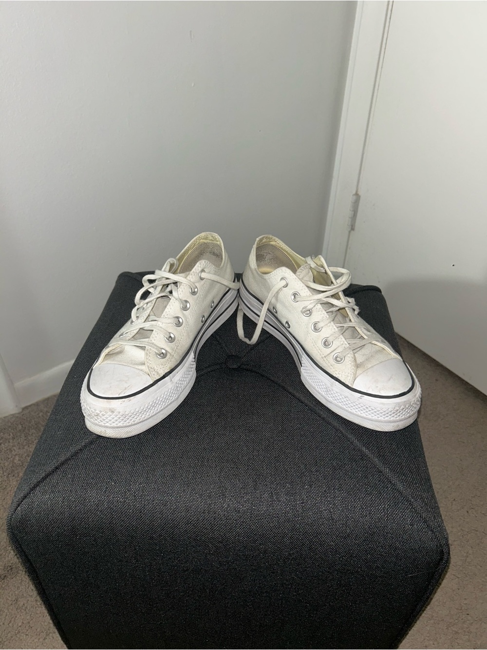 White Platform Low-top Converse